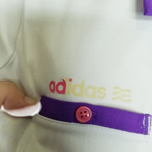 Adidas Golf Womens Short-Sleeve Polo Shirt White Pink Purple Accents M Polyester - Picture 11 of 11